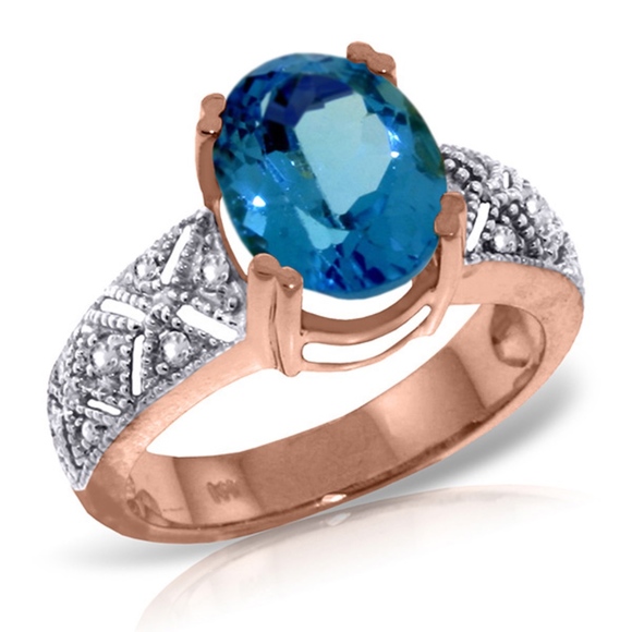 Galaxy Gold Products Jewelry - SOLID GOLD RINGS W/ NATURAL DIAMONDS & BLUE TOPAZ